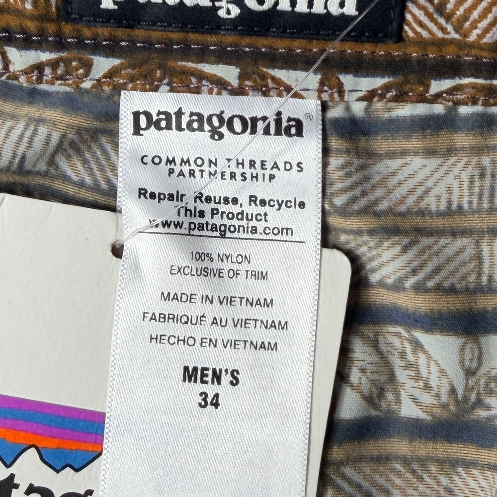 Patagonia Mens Minimalist Wavefarer Board Shorts 34 Brown Tapa Stripe 86769 NWT - Picture 10 of 14